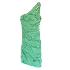 Mint Green Metallic Ruched One Shoulder Ruched Bodycon Cocktail Party Dress