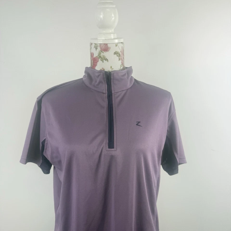 Horze women's short sleeved purple top mesh insert sleeve 1/4 zip front Size 18 - image 2 of 4