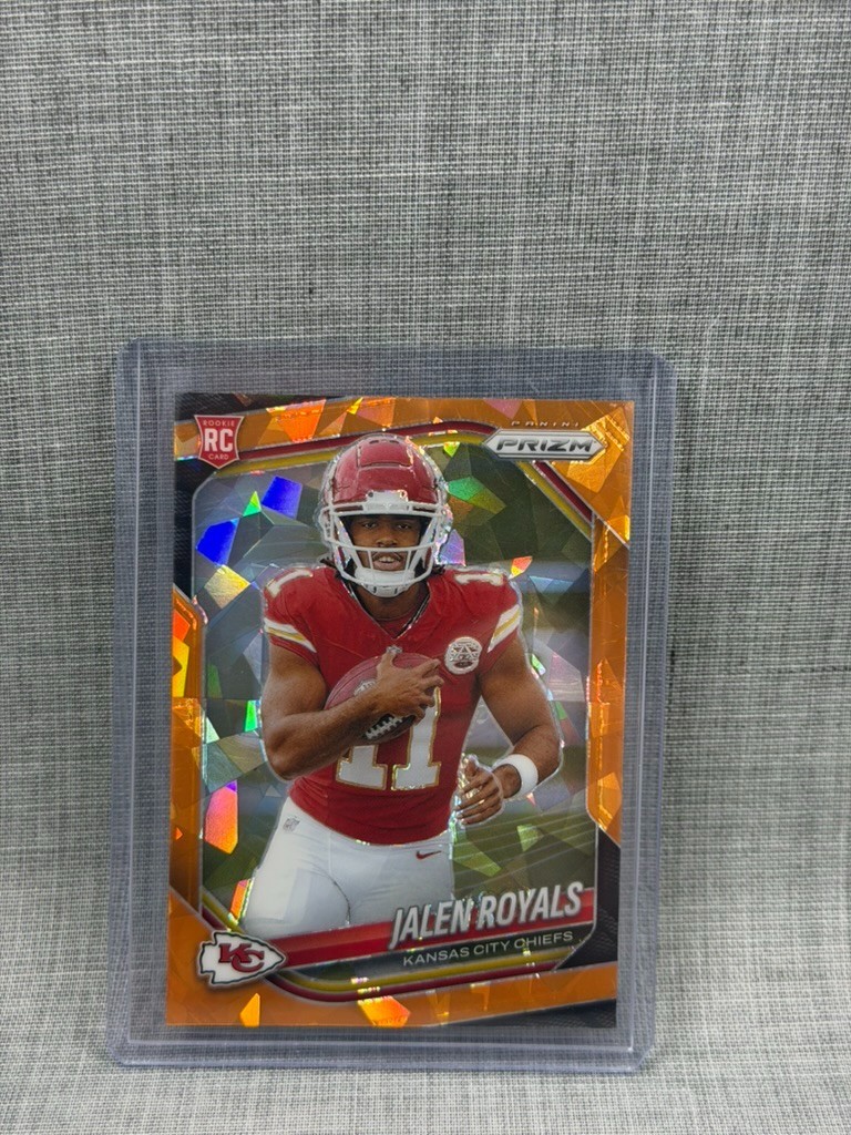 2025 Panini Prizm Jalen Royals #341 RC Orange Cracked Ice Kansas City Chiefs 