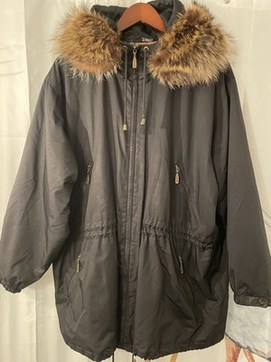 Vintage Burberry Parka Fur Trimmed Hood Size Large Made In USA