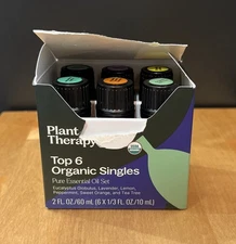 Plant Therapy Top 6 USDA Organic Essential Oil Set. NEW (box is opened) 