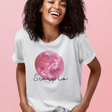 NEW Celestial Zodiac Scorpio Tee, Moon Night Sky Crew Neck T-Shirt