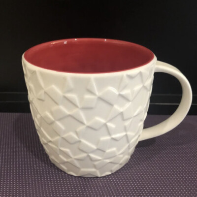 Starbucks WHITE STAR Mosaic Embossed 2011 Coffee Mug Bone China