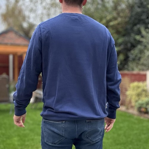 Puma Blue Jumper Men's Size XL Round Neck Fleece Winter Sweater Sweatshirt - Picture 3 of 5