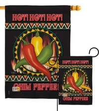 Chili Peppers Vegetable Hot Fire Fruit Garden House Yard Flag
