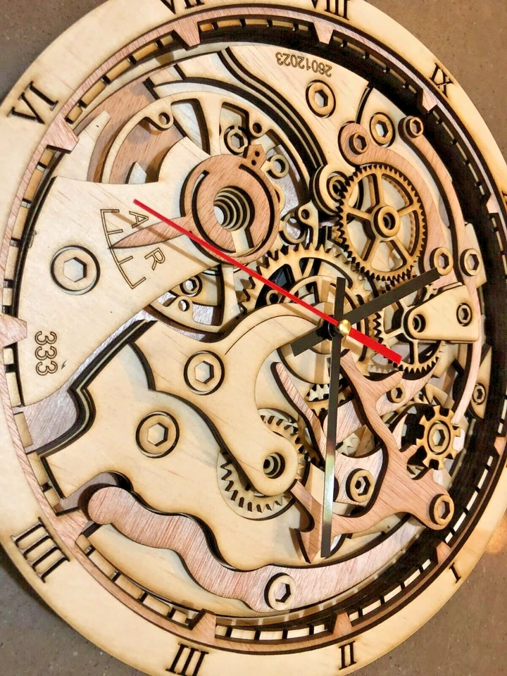 DIY Wall Clock Kit Wooden Steampunk Vintage Assembling Model Modern Decor Gift - image 4 of 4