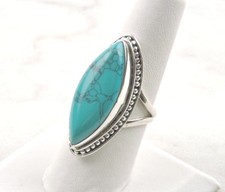 Sterling Silver 32 ct Marquise Turquoise Ring - Free Gift Packaging