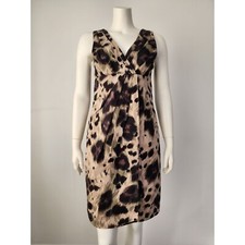 RED Valentino beige black leopard print sleeveless sheath dress 42/4
