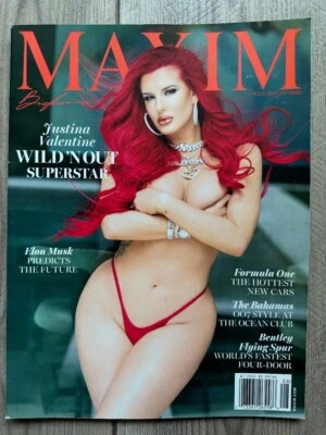 MAXIM July August 2023 Red Hot Sexy JUSTINA VALENTINE Elon Musk BAHAMAS Formula