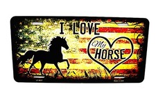 I Love My Horse Aninal Love Friend Metal Novelty Car License Plate Auto Tag