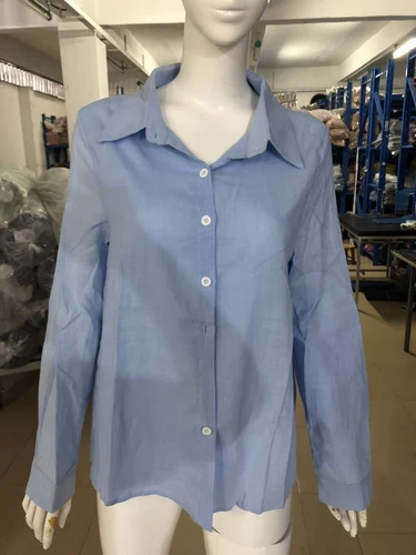 Blusa Prendas para el torso informal elegante de lino de algodón de manga larga para mujer - Imagen 5 de 38