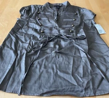 NWT H & M BROWN PLEATED CAP SLEEVE BLOUSE WOMENS SZ 10