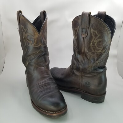 Double-H Mens Sz 9 D Boots HH Roper Cowboy Western DH3599 Dark Brown USA Made