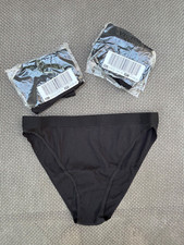 NEW Victoria's Secret BLACK COTTON blend HIGH-LEG BIKINI Panties LOT OF 3 sz M