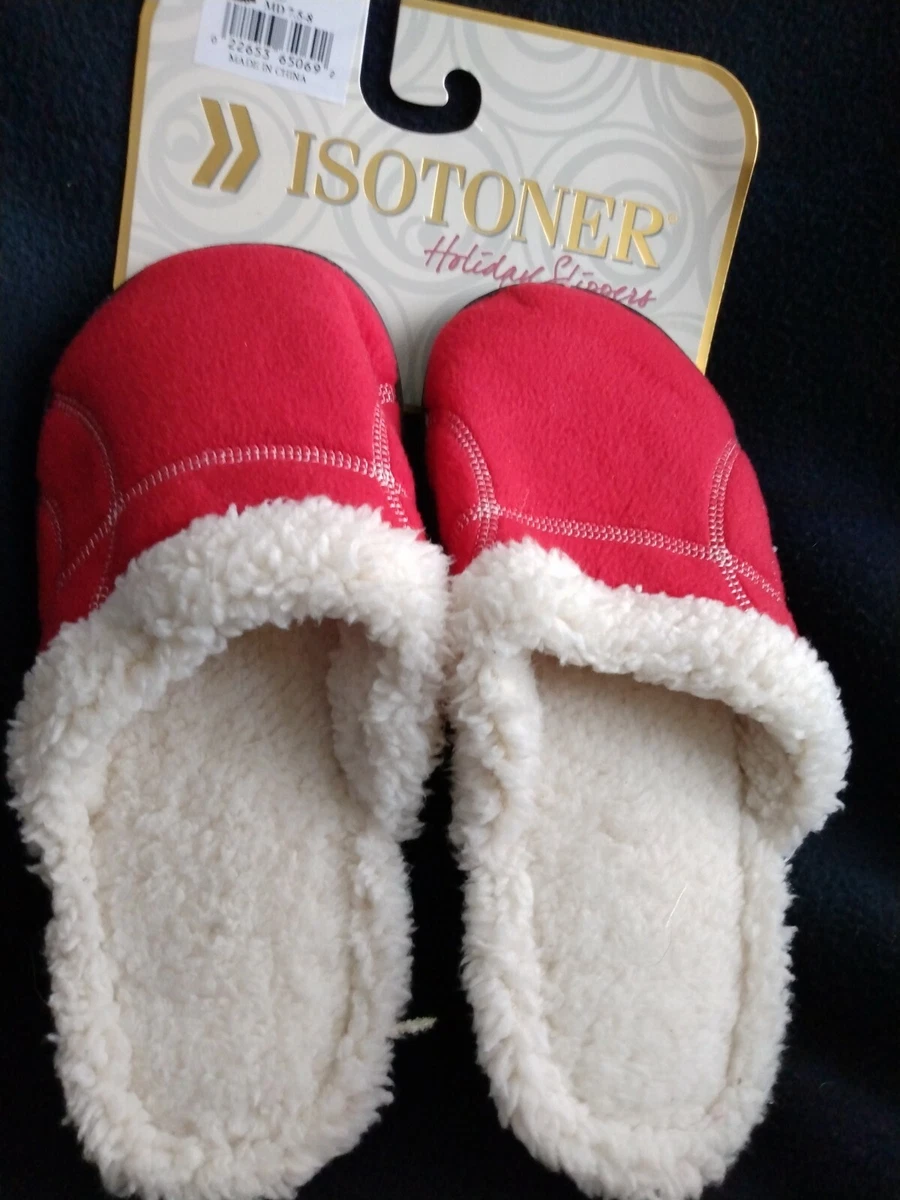 NWT Isotoner Holiday Slippers Red Size 7.5 8 eBay