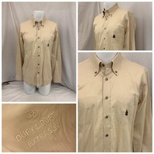 Dufy  Duffy Extra Slim Fit Shirt L Beige Cotton Italy Worn Once YGI P1-385