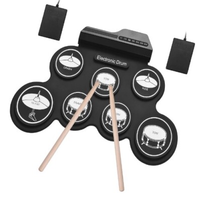 Electronic Drum Kit USB Roll-Up SiliconDrum Set Digital 7Drum Pad with Drumstick