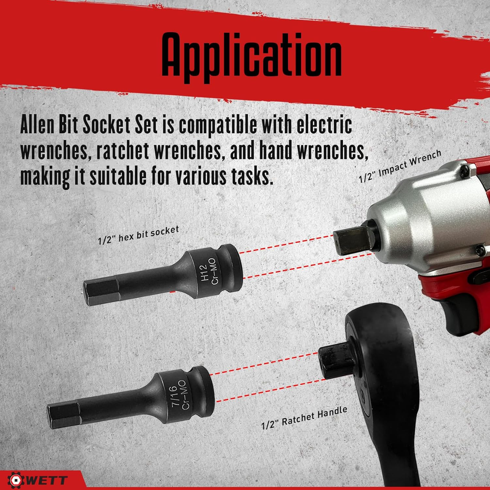 1/2" Drive Master Impact Hex Bit Set, 20 Piece Hex Driver Socket Set ...