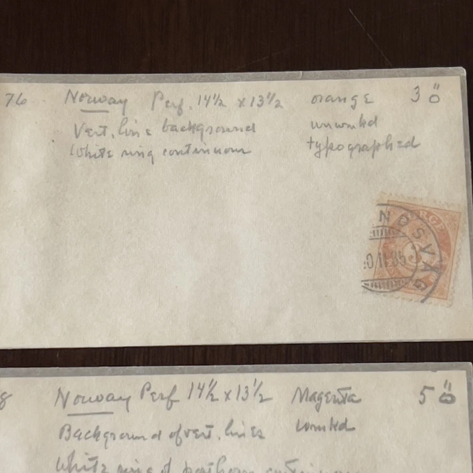 LOTE DE SELLOS DE NORUEGA TEMPRANOS EN VIDRIERAS, POSTHORNS USADOS, MARCOS DE POSTHORN CONTINUOS Foto 2 de 4