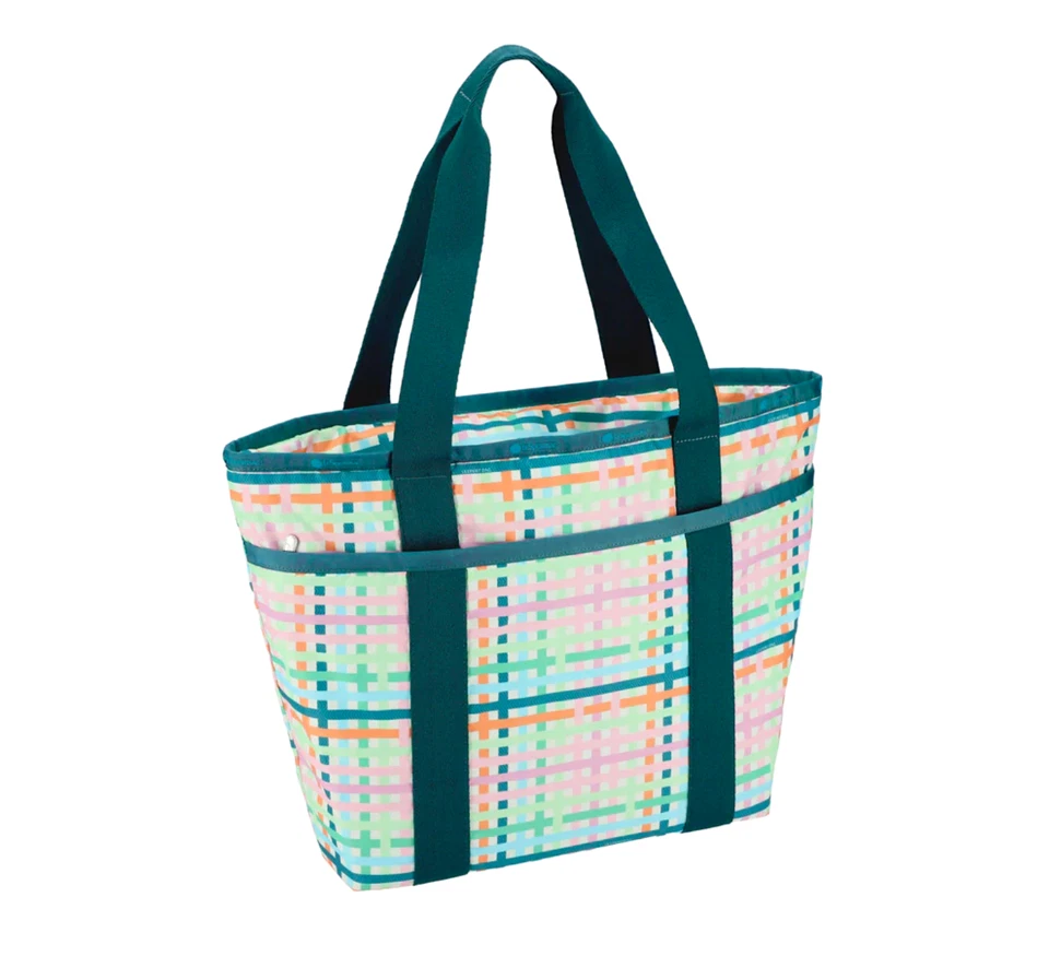 Bolso de Mano LeSportsac Mason Madras Todos los Días con Cremallera, Festivo Tropical Moderno Animado a Cuadros Foto 2 de 4