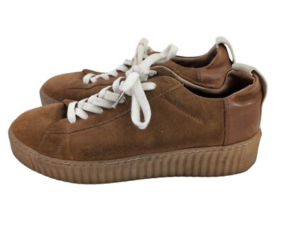Allsaints Platform Sneakers Womens EU 38 US 8 Cherry Cognac Brown Suede Casual