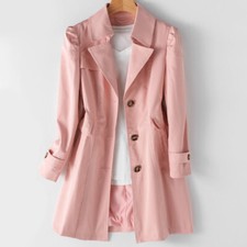 Trench Coat Woman Single-Breasted Mid-Long Women Trench Overcoat Khaki Female