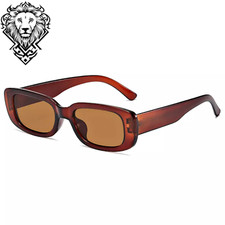 Womens Brown Casual Fashion Sunglasses Small Rectangle UV Protection Eyewear