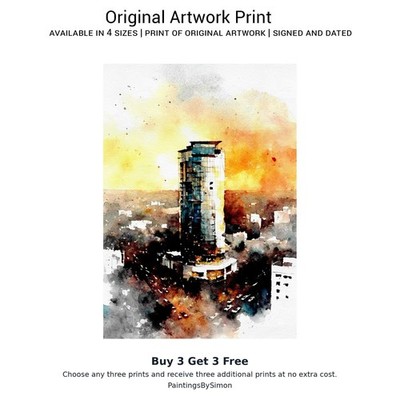 City Tower Gebäude | Druck auf mattem Papier | Urban Skyline Wandbild