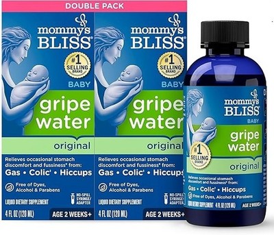 Mommy's Bliss Gripe Water Original Baby Gas Colic Relief 8oz 2 Bottles for baby!