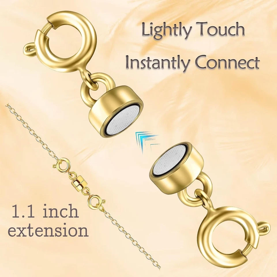 Double Magnetic Necklace Clasps and Closures 14K Gold and Silver Bracelet - Image 4 of 4