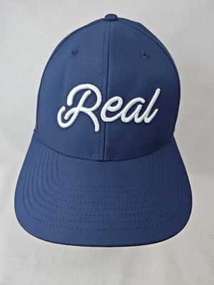American Needle REAL Script Blue White Adjustable Men's Golf Snapback Hat Cap