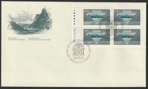 Canada #1214, St. John's Centennial, UL PB, Official First Day Cover, FDC 1988