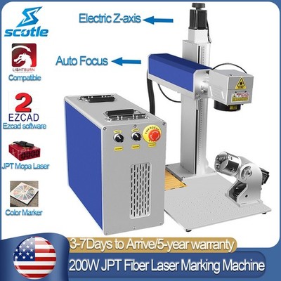 Scotle 200W AutoFocus JPT Mopa Fiber Laser Marking Engraving Machine ColorMarker