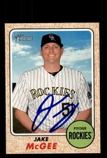 Signed Baseball Card Auto Jake McGee 2017 Topps Heritage #349 Colorado Rockies