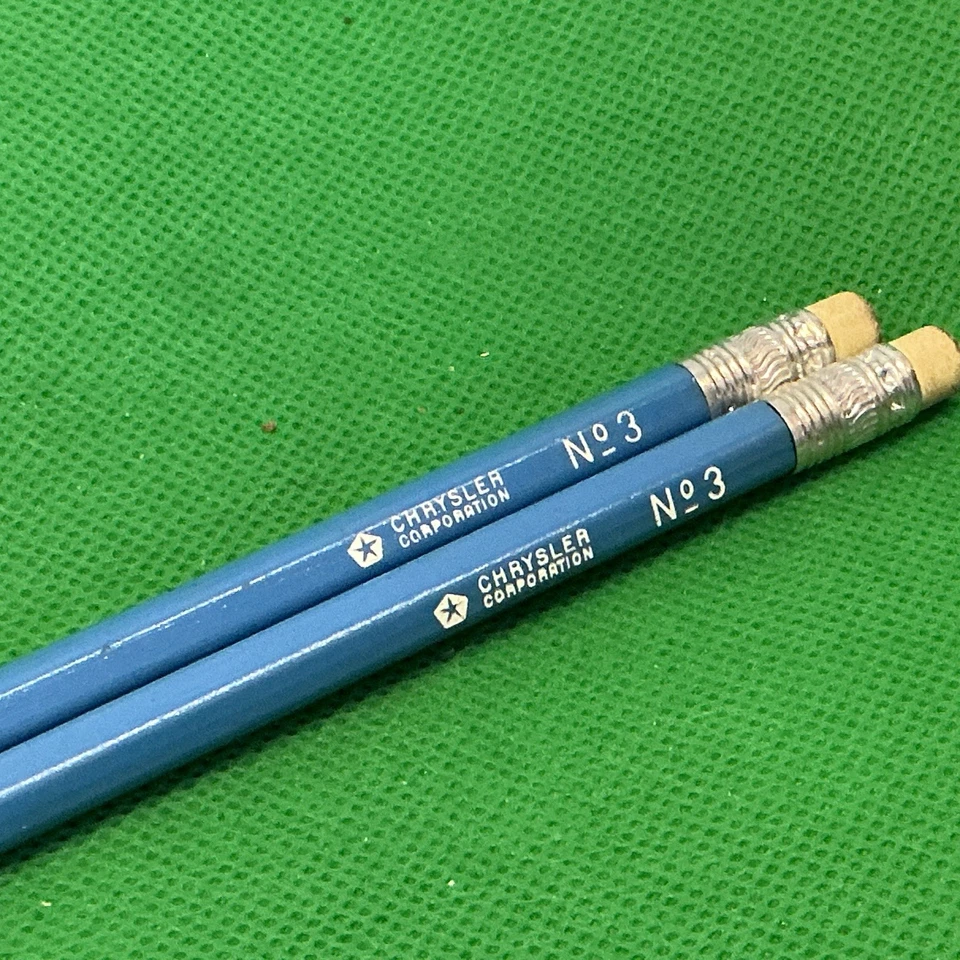 Lote De 2 Lápices Vintage Azul Chrysler Corporation Nº 3 Hecho en USA Foto 4 de 4