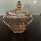 VTG JEANNETTE Pink Sierra Pinwheel DEPRESSION GLASS SUGAR BOWL WITH LID 5”