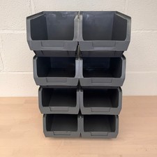 8x Plastic Order Picking Parts Small Storage Bins Boxes Scooped Front stack nest