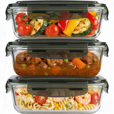 620ml Glass Food Storage Container With Airtight Lid 3 Pack Meal Prep Containers