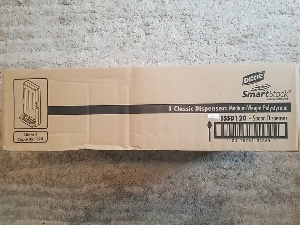 Dixie SmartStock SSSD120 Spoon Cutlery Dispenser 120 Cap Black New Sealed Box