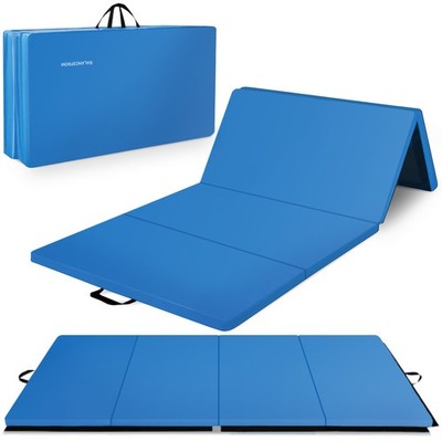 BalanceFrom Fitness 120 x 48'' All Purpose Folding Gymnastics Exercise Mat, Blue