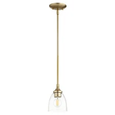 Quorum International 3059-2 Aged Brass / Clear Seeded Enclave 6"W Mini Pendant