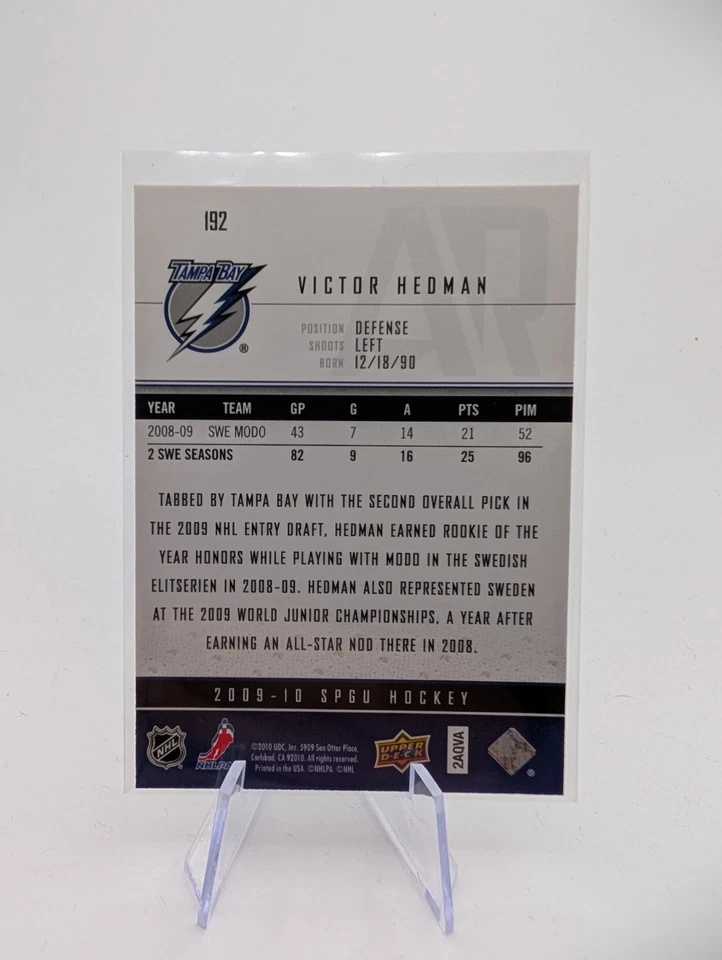 2009-10 SP Game Used Edition Authentic Rookies /99 Victor Hedman #192 Rookie RC - Image 2 of 2