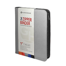 Zipper Binder with 3 Ring Clip - Grey