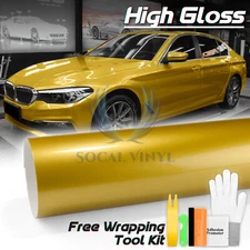 High Gloss Gold Glossy Car Vinyl Wrap Sticker Decal Sheet Film DIY Air Release