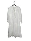 ZARA NWT WOMAN MIDI RUFFLED COMBINED PERFORATED EMBROIDERY DRESS Size Large