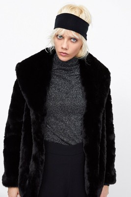 zara black teddy coat