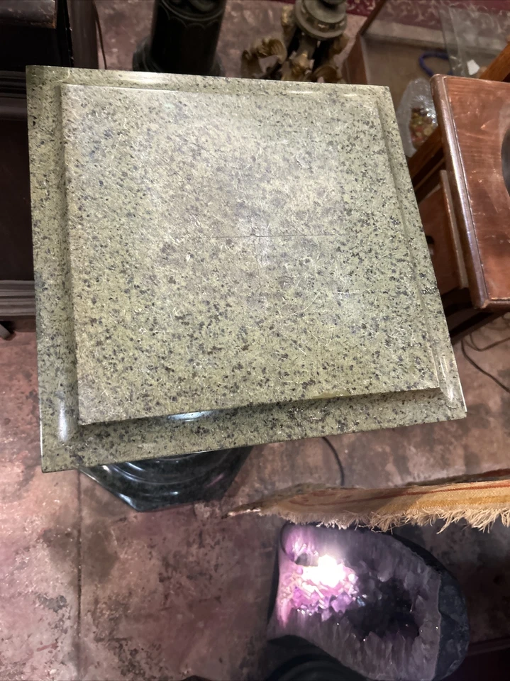 COLUMNA DE PEDESTAL TALLADA A MANO GRANITO VERDE ANTIGUO ORIGINAL DEL SIGLO 19 ENORME Foto 4 de 4