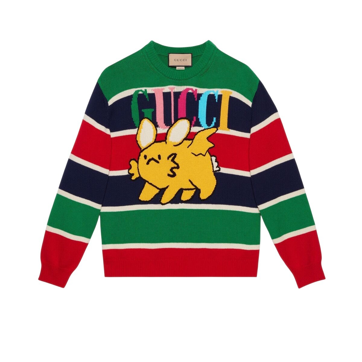 Authentic Men's Gucci Cotton Wool Kawaii Striped Sweater Jumper