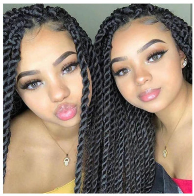 Long Micro Braids Wig Fiber Box Braided Lace Front Wig Black Wig for Black Women