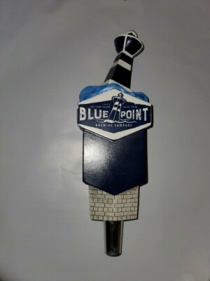 BLUE POINT TOASTED LAGER LIGHTHOUSE beer tap handle. LONG ISLAND, NEW YORK